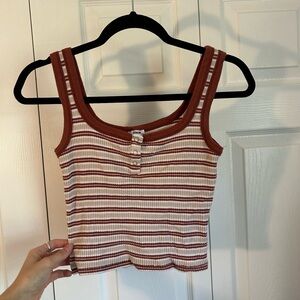 Cotton On Rust and White Striped Crop Top